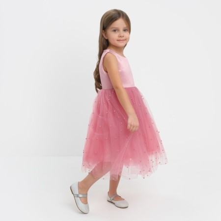 Children's dress with beads kaftan p. 36 (134-140 cm), pink-10