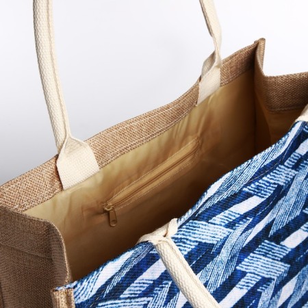 Shoper without fastening, blue/beige color-2