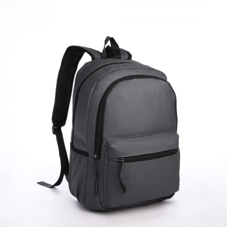 Youth backpack from textiles on lightning, waterproof, 3 pockets, color gray color