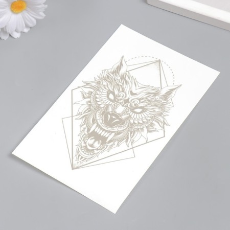 Tattoo on the body Blue "Wolf" 18x11 cm-2