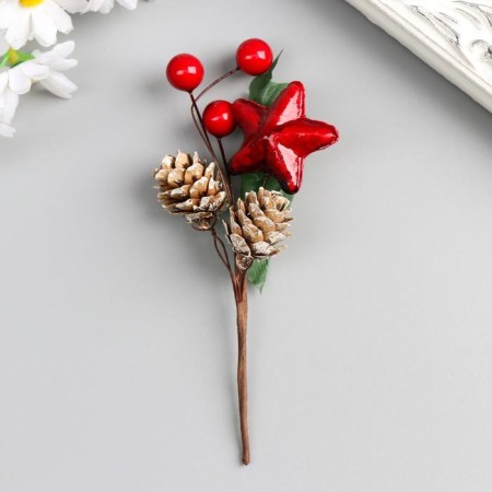 Decor for creativity "A twig with cones and berries" 16.5 cm
