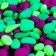 Decorative pebbles, fluorescent mix: lemon, green, purple, 350 g, fr. 5-10 mm