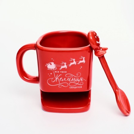 A mug with a spoon and a cooking compartment “desires will come true”, 200 ml-4