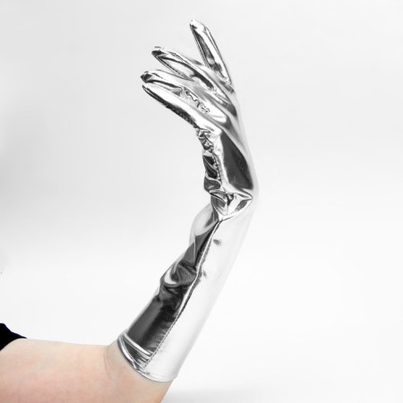 Carnival gloves, silver color-3