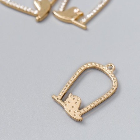 Decor for creativity Metal "Golden Bird and Cage" rhinestones 2.4x1.5 cm-1