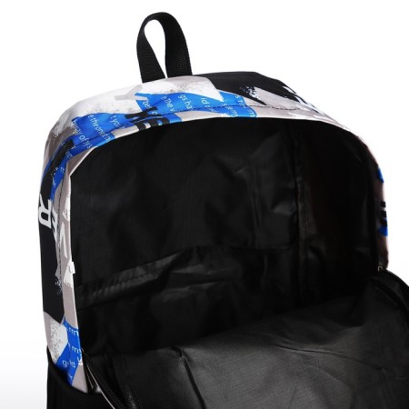 School backpack from textiles on lightning, 3 pockets, blue color-5