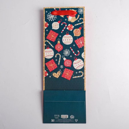 Package for the bottle "Happiness in the New Year", 13 x 36 x 10 cm, New Year-4