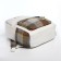 Youth backpack from textiles, 3 pockets, white/brown/blue color