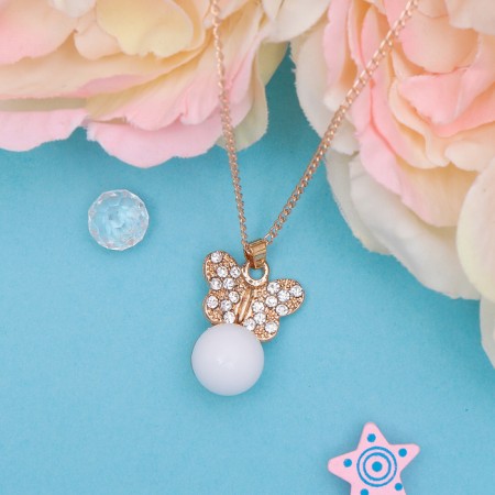 Pine "Lightness" butterfly with a bead, the color is white in gold