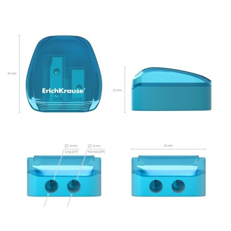 Zapochilok 2 holes Erichkrause Duo, with a container, holes with a diameter of 8 mm, mix-3