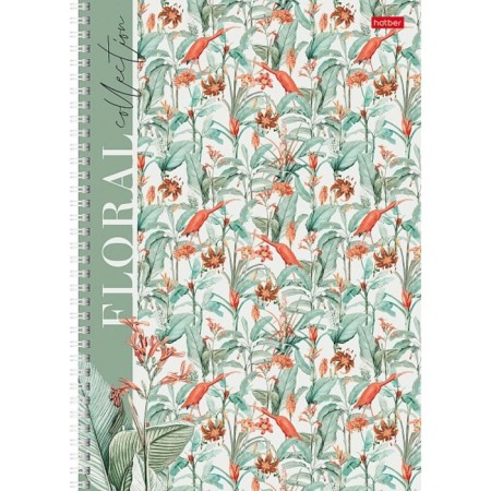 A4 notebook, 80 sheets in a cage on the crest of Floral Collection, covered Cardboard, matte lamination, block 65 g/m2, 4v mix-2