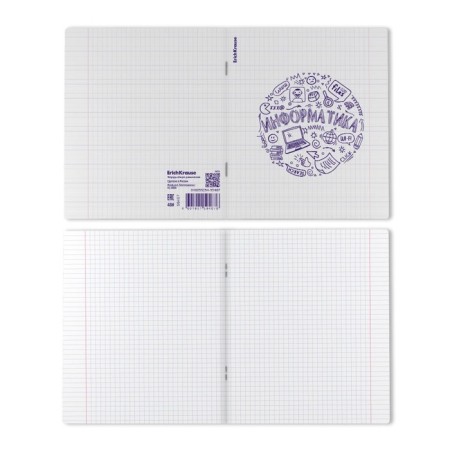 Subject notebook, 48 sheets, cage, computer science Erichkrause "Chaos", plastic cover silk-screen covers, Blok Offset 100%, information block-2