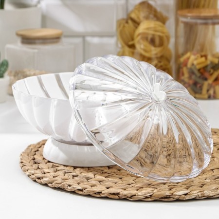 Vase for bread and fruits "Grace", 1.5 l, h = 14.5 cm, d = 21 cm, white color-3