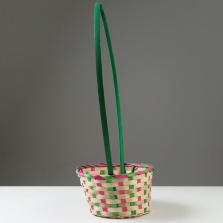 Wicker basket, d25 x 18 x 10/45 cm, white, bamboo-1