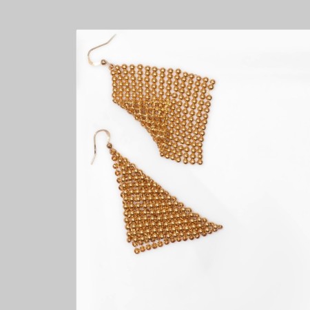 Earrings "Disco" chain mail volumetric, gold color, 8 cm-1