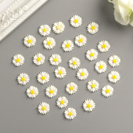 Decor for creativity plastic "Chamomile" set 30 pcs 0.9x0.9 cm