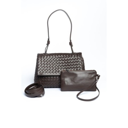 Bag Cross-Body women, genuine leather, ludor dark brown, 27x12x18 cm