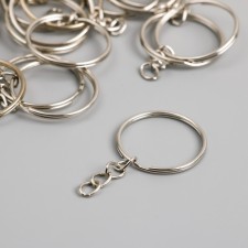 The base for the key fob Ring metal with a silver chain 2.5x2.5 cm set 40 pcs