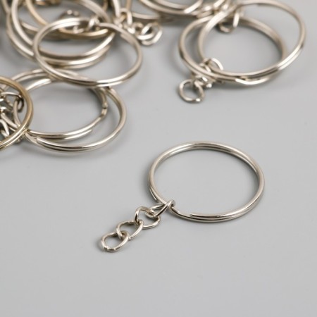 The base for the key fob Ring metal with a silver chain 2.5x2.5 cm set 40 pcs