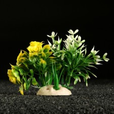 Artificial aquarium plant, 18 x 11 x 12 cm, white