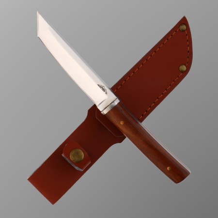 Brown knife-tanto 23.4cm in a braid in a tree, a blade 122mm/4.6mm
