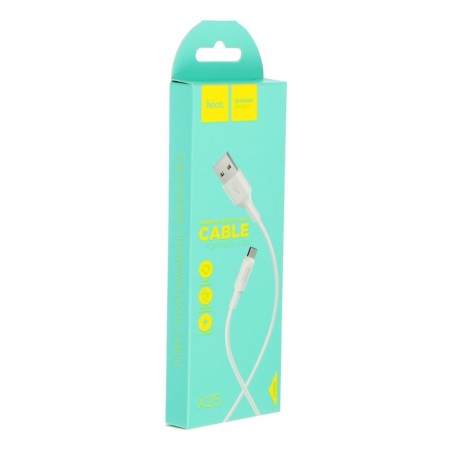 Hoco X25, microUSB - USB, 2 A, 1 m, PVC braid, white-3