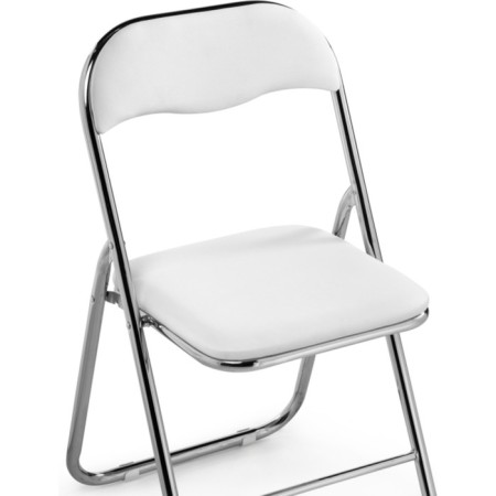 Fold 1 Metal Carcass chair, metal/eco -leather, chrome/white 43x40x77 cm-5