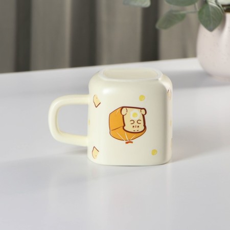 Ceramic mug with a lid and tube Brieds, 350 ml, beige color-4