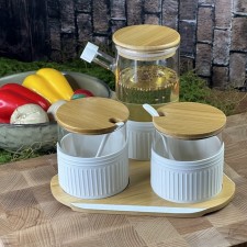 Lenardi spices set, with spoons, on a stand, 3 items