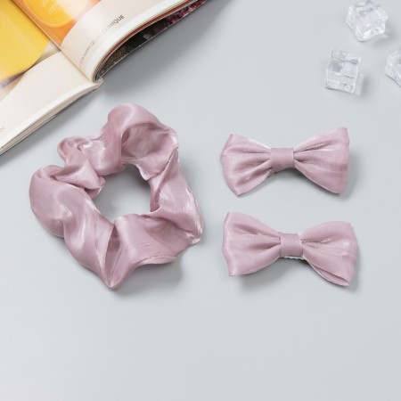 Hair set "Felicia" (elastic band 7 cm, 2 clamps 6.5 cm) classic, pink-1