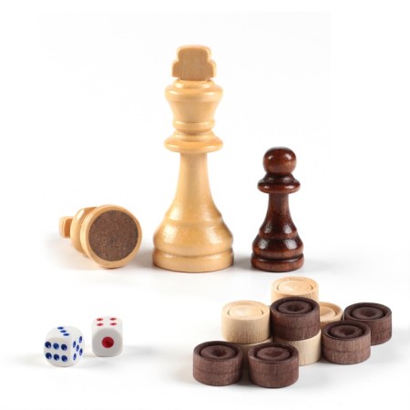 Board Game 3 in 1 "Mahon": chess, backgammon, checkers, wooden board 40 x 40 cm-3