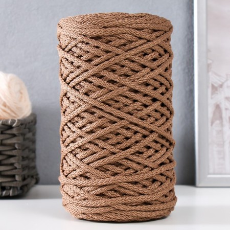 Knitting cord 100% polyester, width 5 mm 100m (latte)