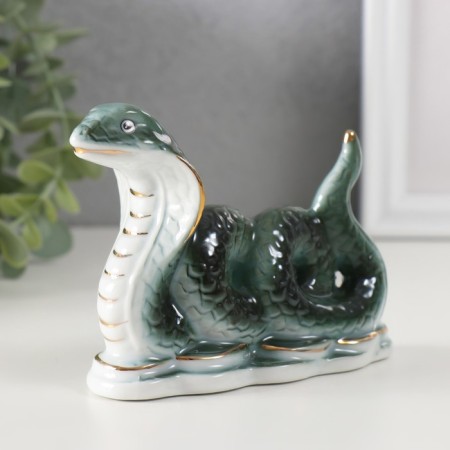 Souvenir Ceramics "Cobra Creeping" green with gold 4x11.3x8.5 cm-3