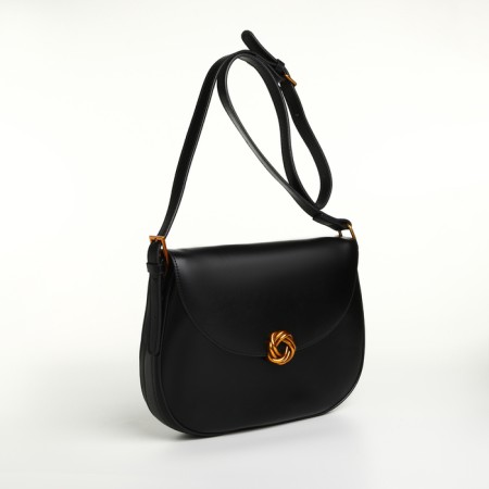 Women's bag on the Textura valve, average size, black color-3
