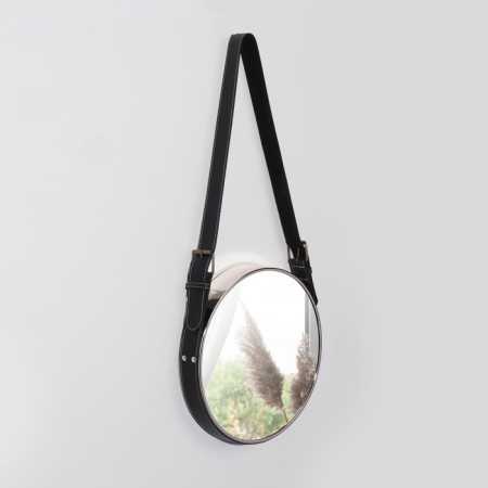 Mirror wall -mounted round “surroundings” d mirror surface 28 cm, with an artificial leather strap, color mix-3