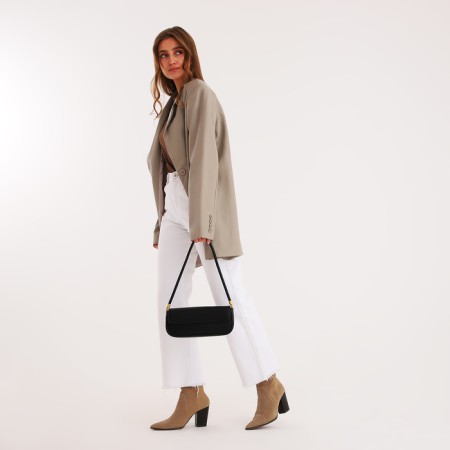 Female bag, baguette, on a magnet, black color-7