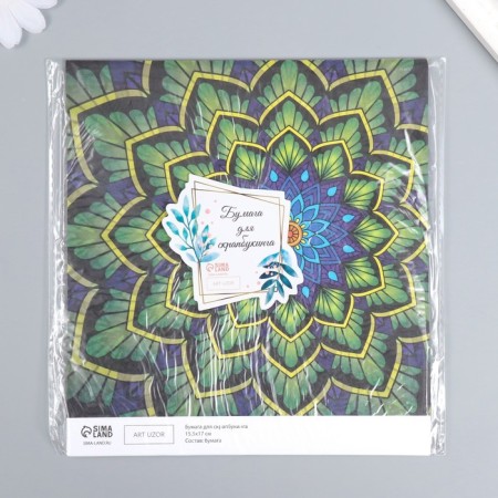 Scrapbooking paper bilateral "eclecticism silver and mehendi" density 180g 15.5x17cm-5