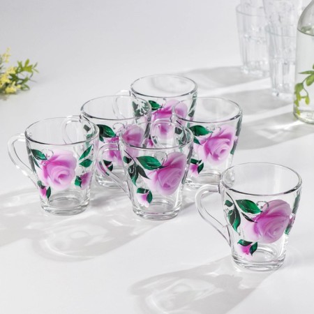 A set of mugs "Pink petals", 250 ml, in gift packaging, 6 pcs, mix-3