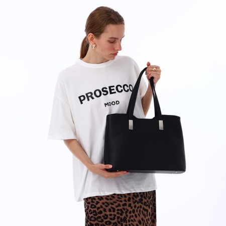 Female bag Textura, tout, average size, black color-7