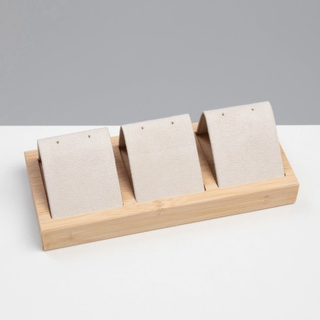 Earrings stand, wood, 3 pairs, 15.5 × 6.8 × 4.5 cm, beige color-2