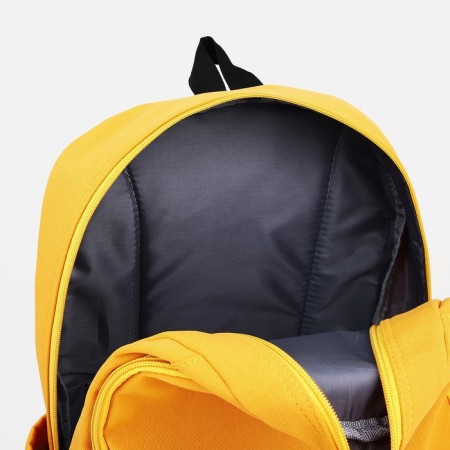 Youth backpack from textiles, 2 parts on lightning, 3 pockets, yellow color-5