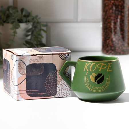 Ceramic mug "Coffee", 320 ml, green color-1