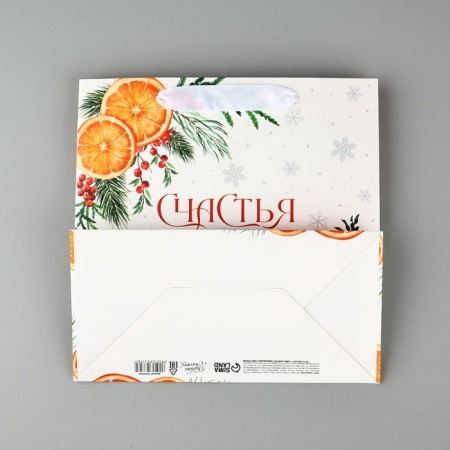 Package Gift New Year's laminated square "Happiness in the New Year", 22 x 22 x 11 cm, New Year-5