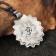 Amulet "Mandala of Love" with agate stone and rhinestones, 35x42 mm, metallic