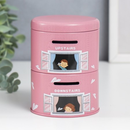 Piggy bank Metal double "Babies at the window" mix 12x8.5x8.5 cm-2