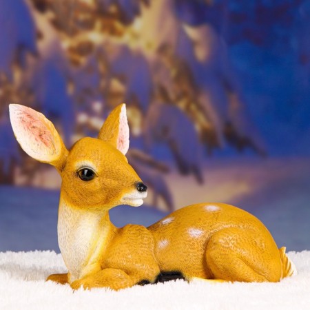 Garden figure "Lying Olenienok" from the polystone good souvenirs, 37cm, medium, brown
