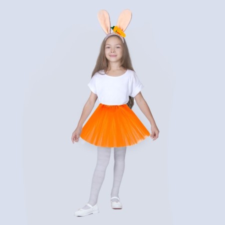 Carnival set "Bunny with carrots", rim, orange skirt, 3-7 years
