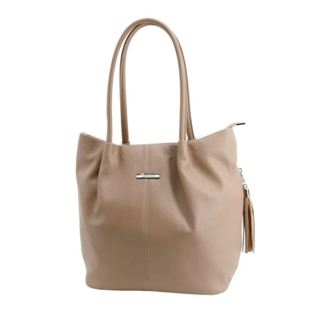 Female bag, artificial leather, beige 30x13x32 cm