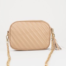 Cross-Bodi bag, lightning department, long belt, beige color
