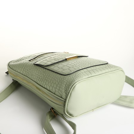 City backpack on a zipper, green color-2